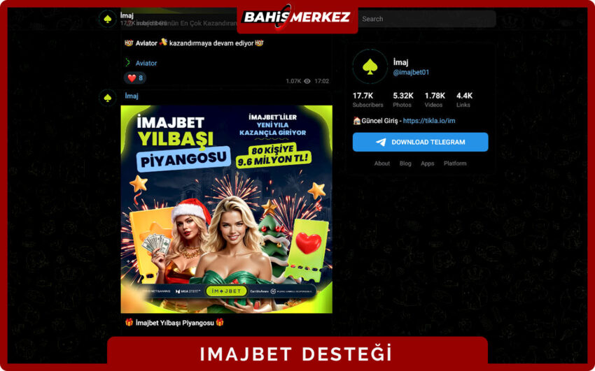 Imajbet destek sayfası canlı destek bağlantısı ve çalışma saatleri bilgisini içeren alan