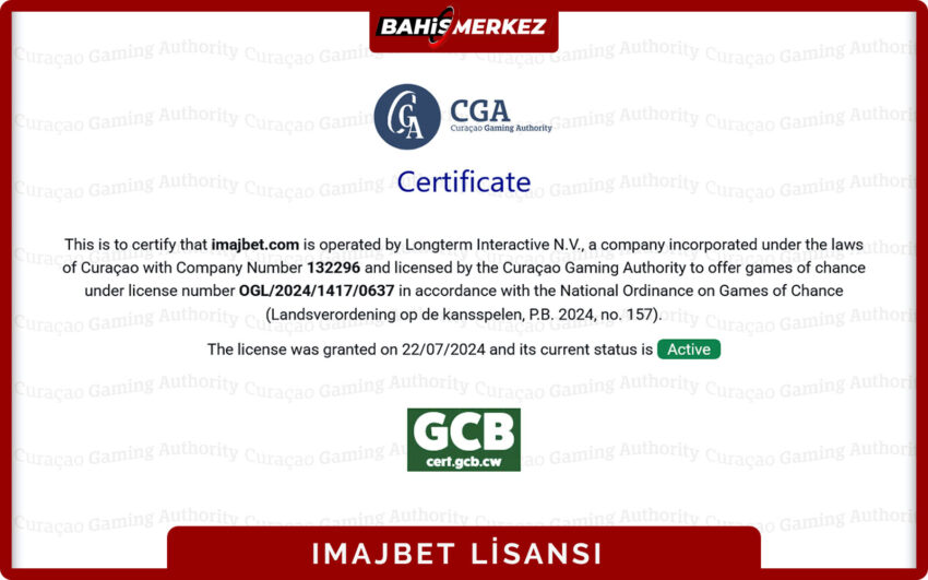 Imajbet lisans bilgileri şirket adresi ve resmi kayıt bilgilerinin listelendiği görünüm