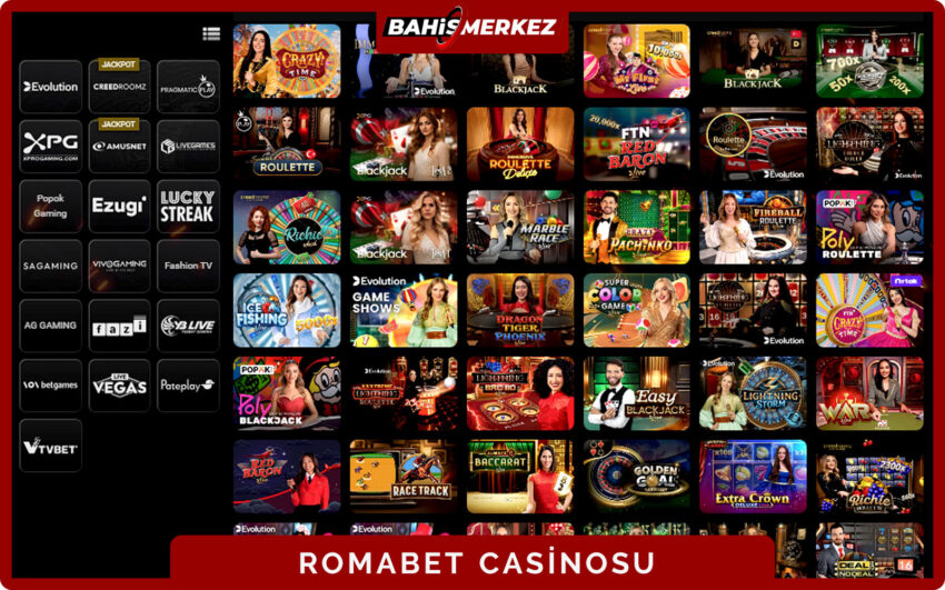 Romabet giriş ana sayfası spor, casino ve canlı bahis menülerini gösteren ekran