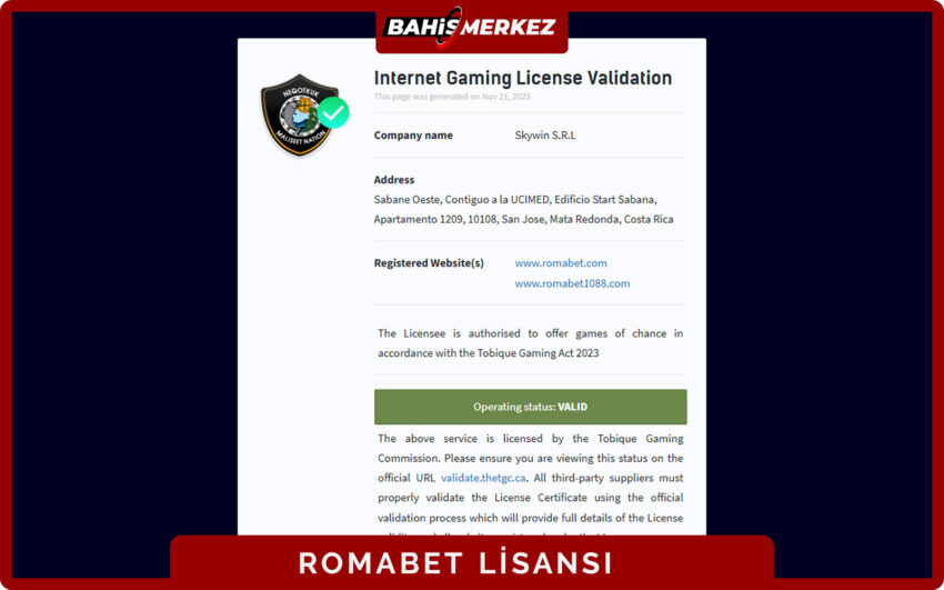 Romabet lisans detayları lisans kapsamı ve oyuncu koruma mekanizmalarının açıklandığı ekran