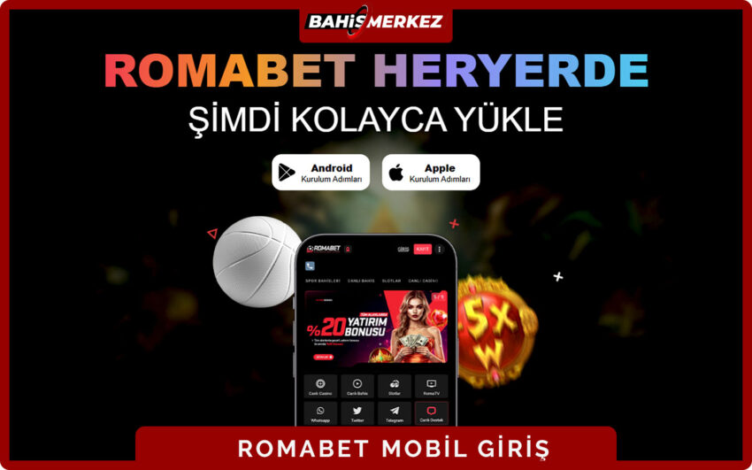 Romabet mobil ekranı bildirim ve canlı skor uyarılarının anlatıldığı tanıtım alanı