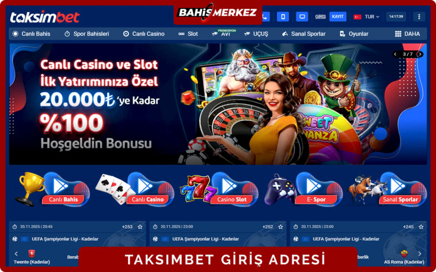 Taksimbet giriş sayfası yeni üyelere özel bonus duyurularının yer aldığı ana ekran